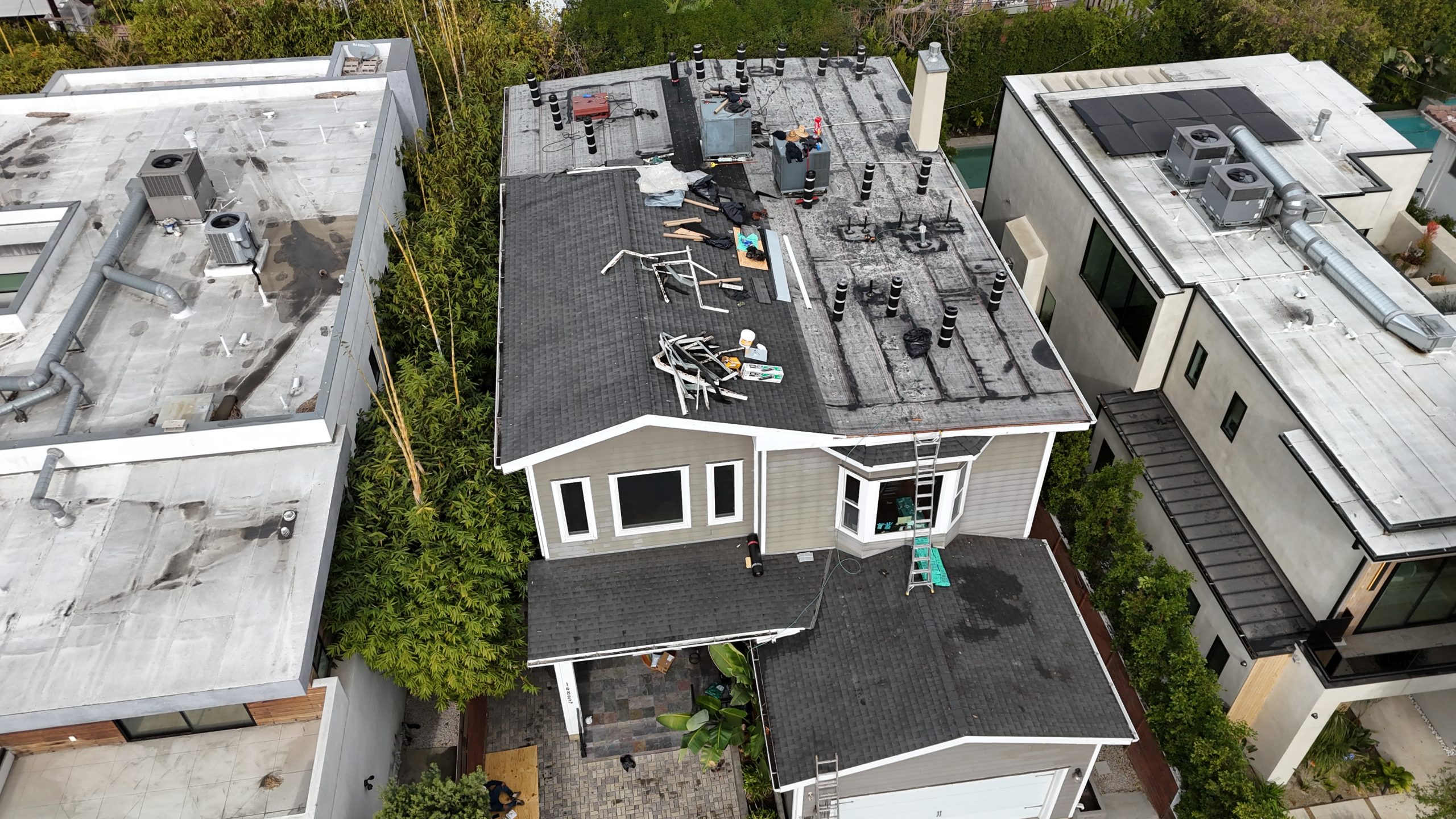 Roof deck exposed during a Sherman Oaks re-roof