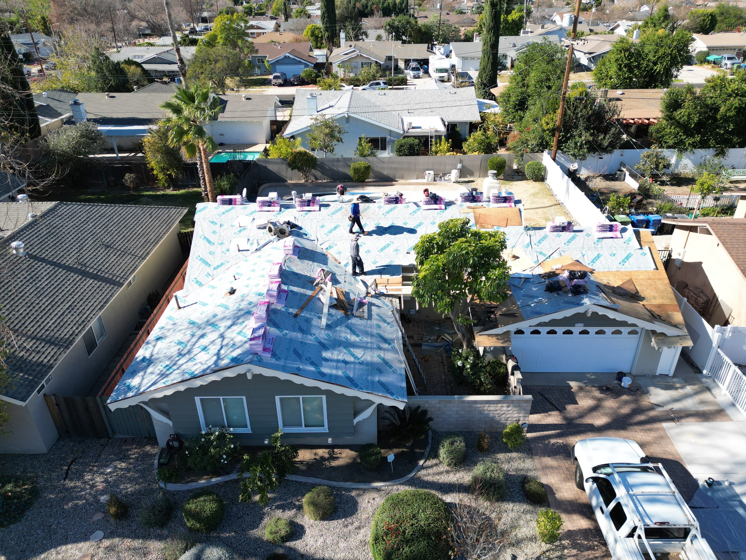 Roof work in progress on a Chatsworth home