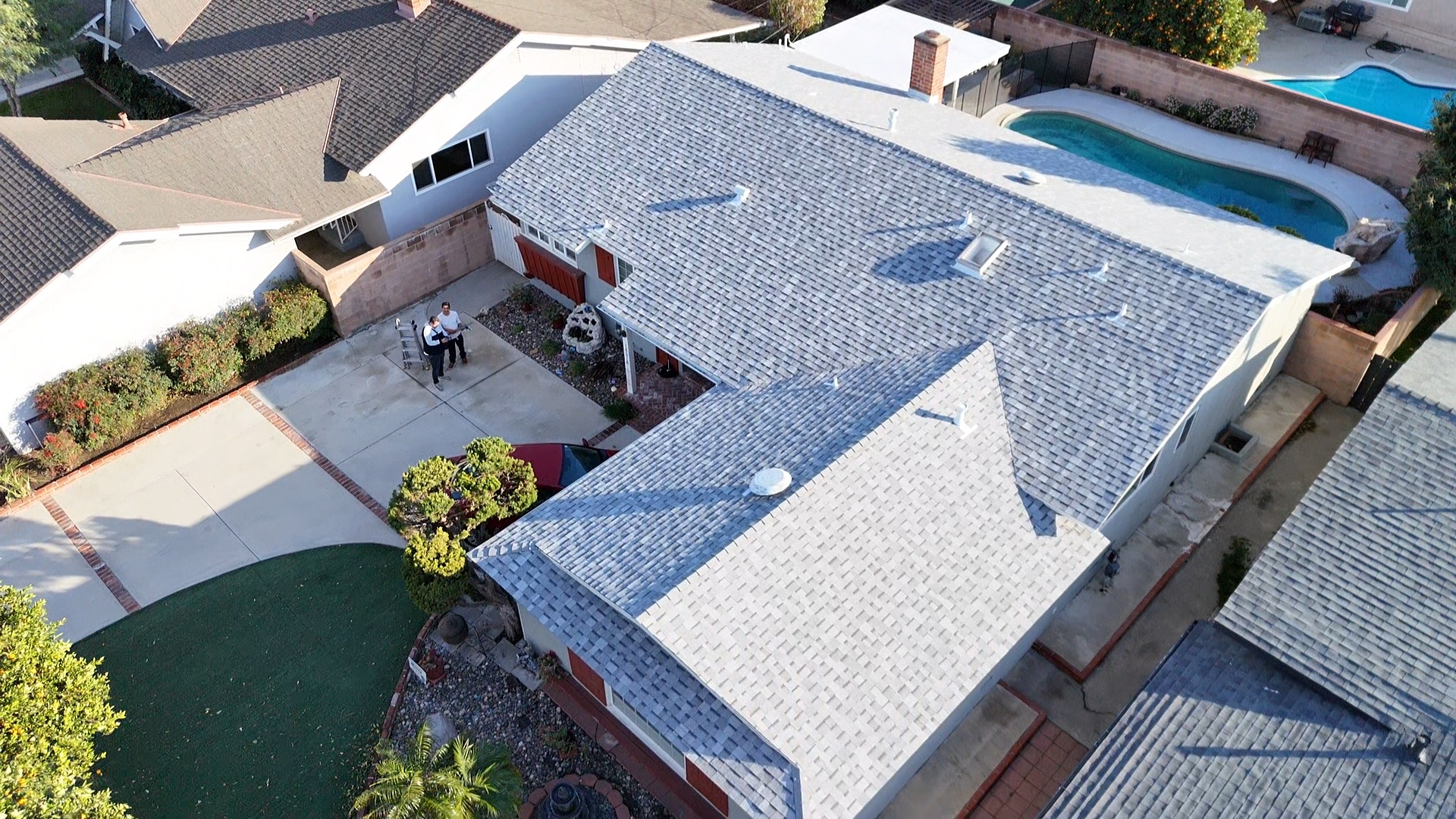 Roof deck exposed during a Northridge re-roof